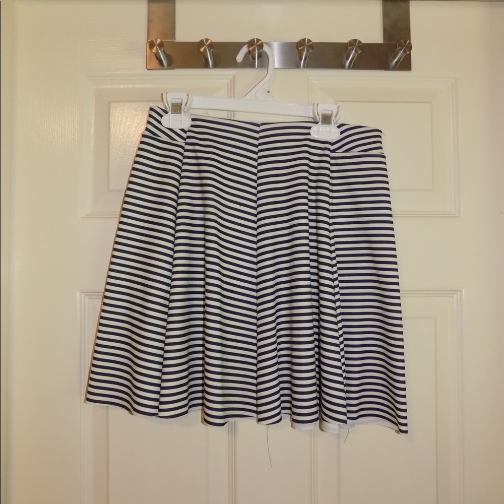 Navy Striped Skater Skirt